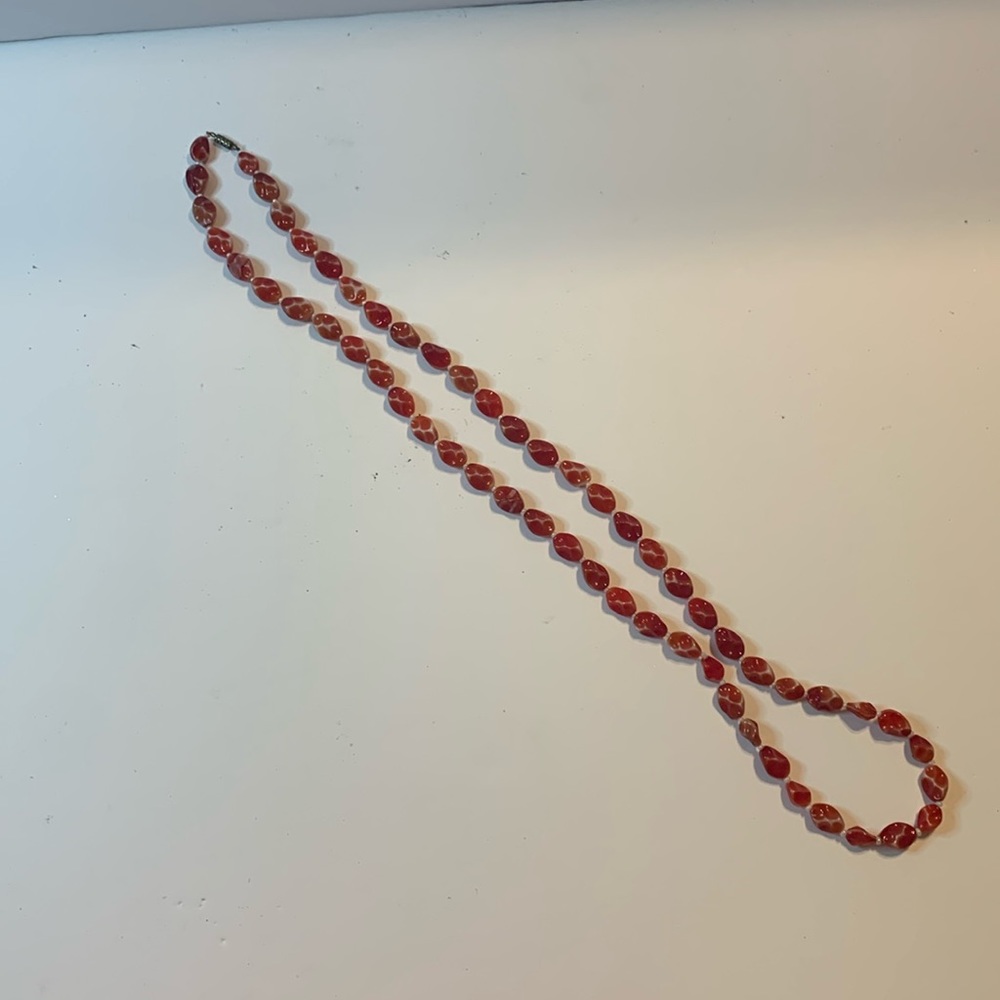 No Brand Red Stone Necklace 18 inches each side 36 inches in all Used